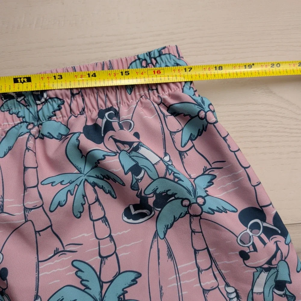RSVLTS x Disney Mickey Mouse Swim Trunks Mens XL Pink Tropical Palm Tree Shorts